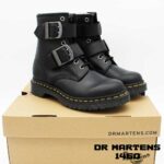 بوت دکتر مارتنز مدل 1460 زنانه سگک دار مشکی Dr. Martens 1460 Buckle Pull Up Black - Image 3